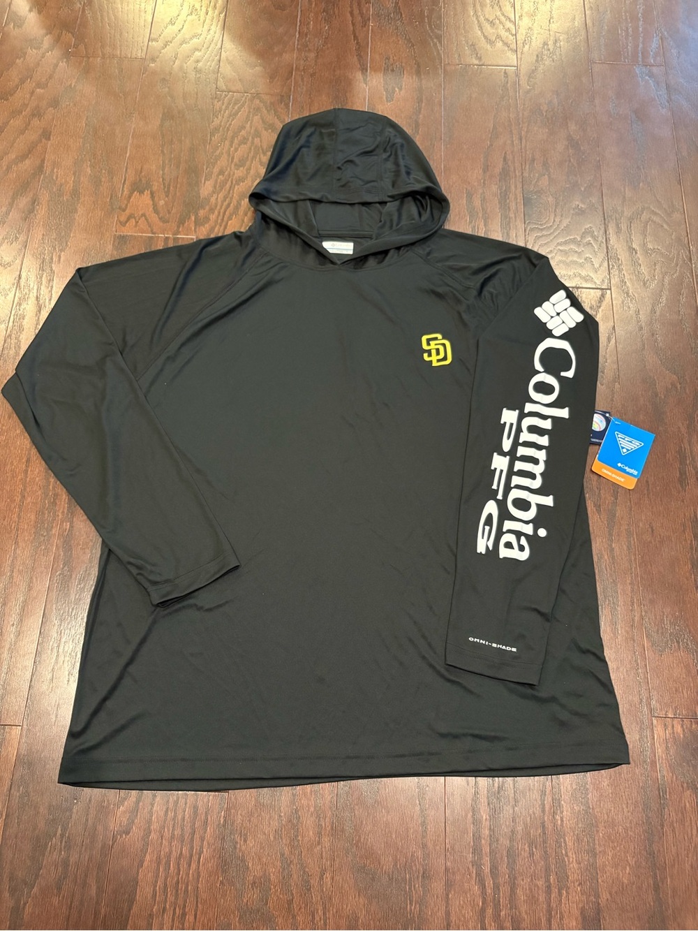 San Diego Padres Columbia Terminal Tackle Long Sleeve Hoodie Shirt Black 2XL NWT